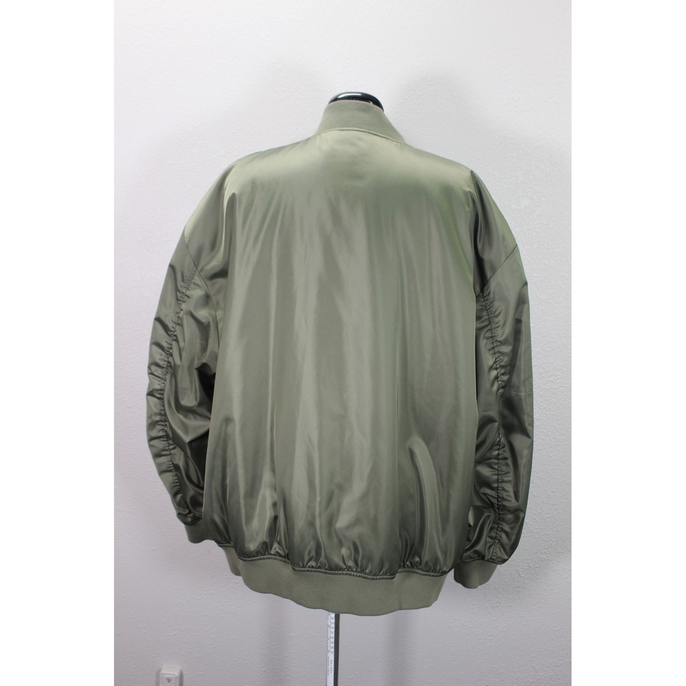 Gap Bomber Jacket Men's XXL Green Satin Full Zip Relaxed Fit Casual Outerwear - Picture 3 of 13
